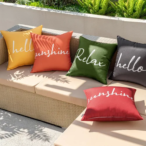 Miniatura 5 de MIULEE Juego de 2 fundas de almohada impermeables para exteriores, fundas de almohada cuadradas decorativas para exteriores, para silla, patio, Rojo