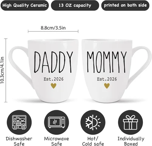 Miniatura 3 de Tazas de café para mamá y papá, regalos para nuevos padres 2026, juego de tazas para mamá y papá, perfecto para futuros padres y padres primerizos