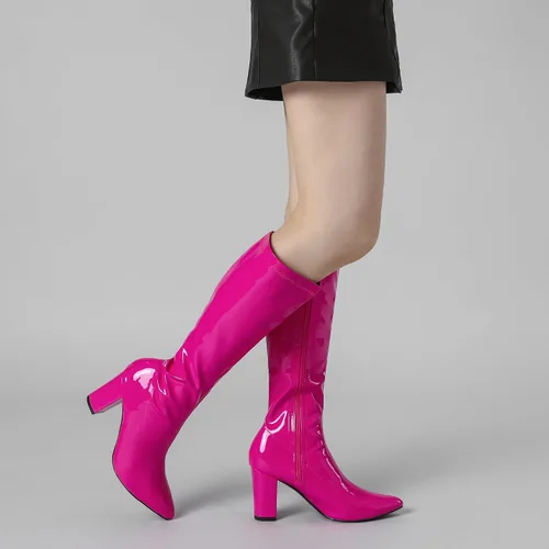 Miniatura 6 de Perphy Go Go Boot Botas de tacón grueso de charol hasta la rodilla para mujer