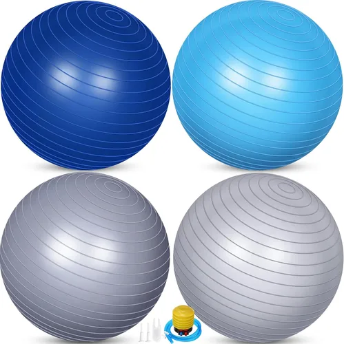 Miniatura 16 de Leyndo 4 pelotas de ejercicio de yoga de 26 pulgadas, para pilates, embarazo, parto, fitness, con bomba rápida, antiestallido, para mejorar