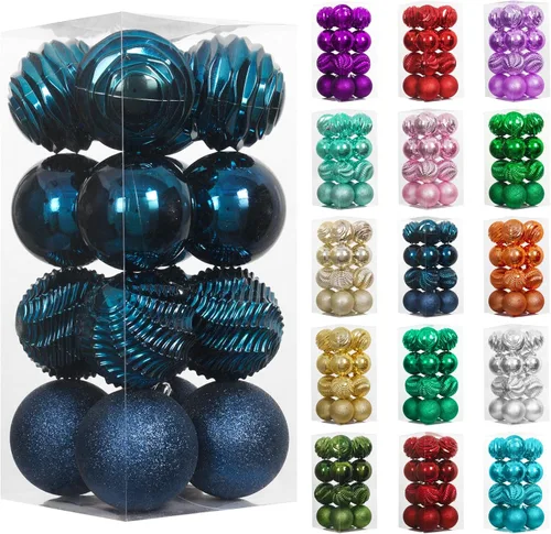 Miniatura 12 de XmasExp - Juego de 24 adornos de bola de Navidad mini irrompibles, adornos para árbol de Navidad, bolas de árbol de Navidad de 30 mm/1.18 pulgadas