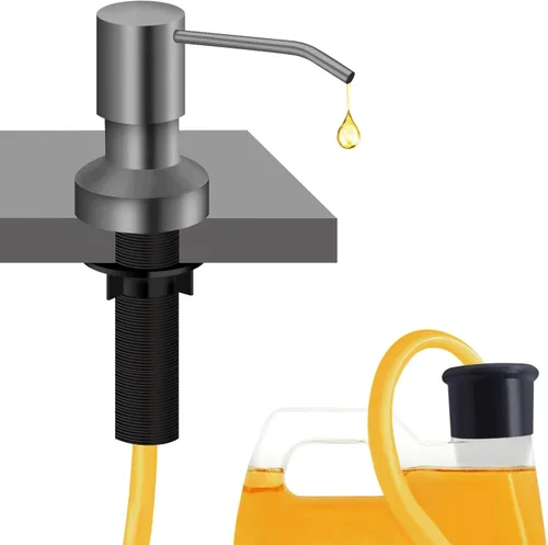 Miniatura 9 de Dispensador de jabón para fregadero de cocina, dispensador de jabón integrado para fregadero de encimera con kit de tubo de extensión de 47