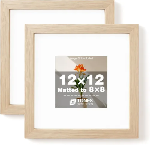 Miniatura 36 de TONES FRAME DESIGN Juego de 2 portarretratos de 5 x 7 pulgadas con acabado de chapa de madera maciza de roble de 5 x 7 pulgadas con paspartú de 4 x