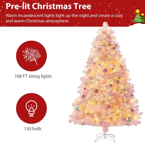 Miniatura 8 de Erivess Árbol de Navidad Artificial de 6 Pies, Árbol de Navidad con Nieve Artificial con 1000 Puntas de Rama, Bisagras de Metal y Base Plegable