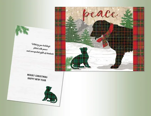 Performing Arts Peace On Earth - Juego de tarjetas de Navidad en caja, paquete de 18 tarjetas de felicitación religiosas basadas en la fe de Perro y