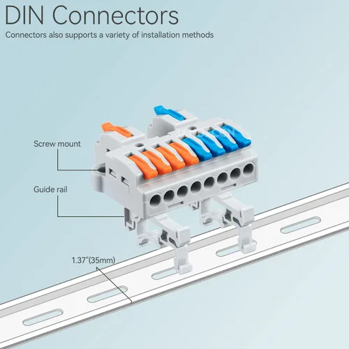 Miniatura 3 de 6 piezas de bloques de terminales de riel DIN, conectores de alambre de empalme DIY para circuito en línea 28-12AWG (2 en 8 salida)