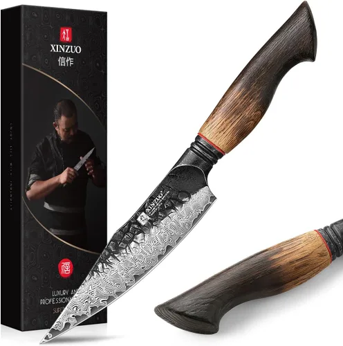 Miniatura 10 de XINZUO Cuchillo Santoku de Damasco Afilado de 7.6 Pulgadas, Cuchillo Profesional de Cocina para Carne de Acero Damasco de 67 Capas para Hogar