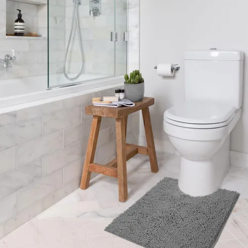 Miniatura 119 de LuxUrux Tapete de microfibra afelpada, de felpilla extrasuave, pelo largo de 1 pulgada, muy absorbente, para baño o ducha, lavar y secar a máquina
