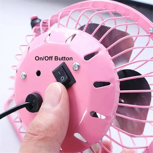 Miniatura 4 de Sokelinn-six Ventilador de escritorio USB pequeño de 4 pulgadas, mini ventilador de refrigeración personal silencioso de metal para el hogar, Rosa