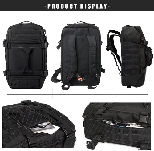 Miniatura 4 de WolfWarriorX Bolsa de viaje para hombre, mochila militar grande, bolsa de fin de semana, Negro