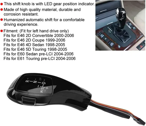 Miniatura 3 de Acouto Pomo de palanca de cambios automático para E46 E60 E61 Refit para coche F30 eléctrico LHD automático LED palanca de cambios Kit