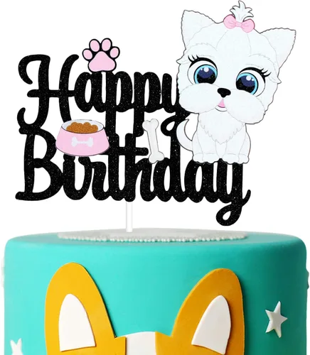 Miniatura 8 de Decoración de pastel de feliz cumpleaños de Bulldog Francés de dibujos animados, decoración de pastel de Bulldog Francés para cachorros de Bulldog