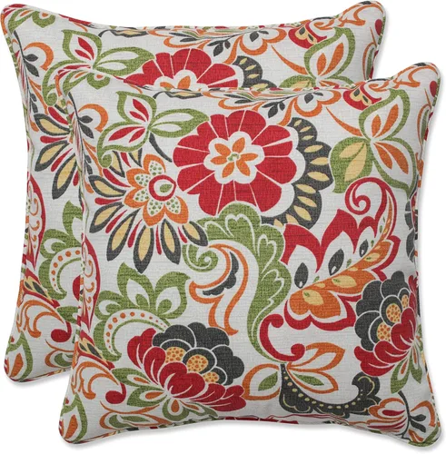Miniatura 51 de Pillow Perfect - Cojines decorativos florales brillantes para interiores/exteriores, 2 unidades, lumbar - 11.5 x 18.5 pulgadas, verde/rojo Zoe