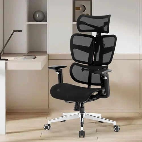 Miniatura 2 de Silla de oficina ergonómica de escritorio, silla de computadora de malla grande y alta con soporte lumbar ajustable, función de inclinación