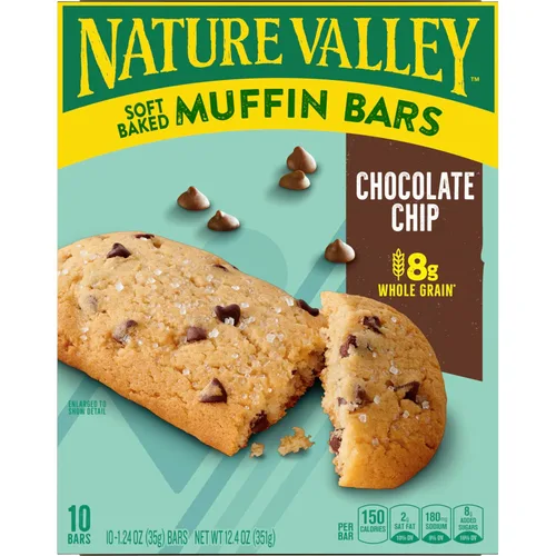 Miniatura 4 de Nature Valley Barras de magdalenas horneadas suaves, chispas de chocolate, barras de aperitivos, 10 barras, 12.4 onzas