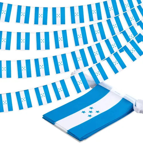 Banderín de bandera de Honduras, pequeña mini bandera hondureña, decoración nacional de país para escuela, fiesta, eventos deportivos, 33 pies 30