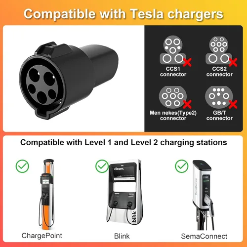 Miniatura 4 de Adaptador de cargador J1772 a Tesla, para Tesla Model-3/Y/X/S con adaptador de carga conectora certificado de seguridad, carga rápida máx 80A 250V