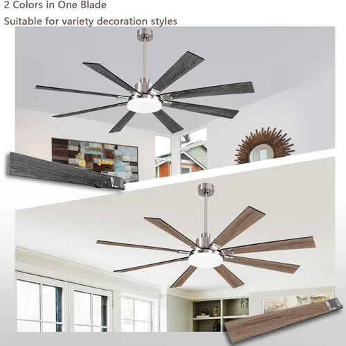 Miniatura 5 de Ventiladores de techo grandes de 72 pulgadas, ventilador de techo con control remoto e interruptor de pared, motor de CC silencioso reversible de 6