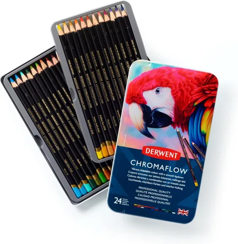 Miniatura 7 de Derwent Chromaflow 2305857 - Lápices de colores, juego de 24 unidades, ideales para regalos de vacaciones, núcleo de 0.157 in de ancho, multicolor