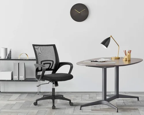 Miniatura 2 de Silla de oficina en casa, silla ergonómica de escritorio con respaldo medio, silla de computadora de malla, soporte lumbar, cómoda, ejecutiva