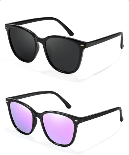 Miniatura 40 de FIMILU Paquete de 2 lentes de sol polarizados para mujer, lentes de protección UV400, montura grande, lentes de moda, elegantes