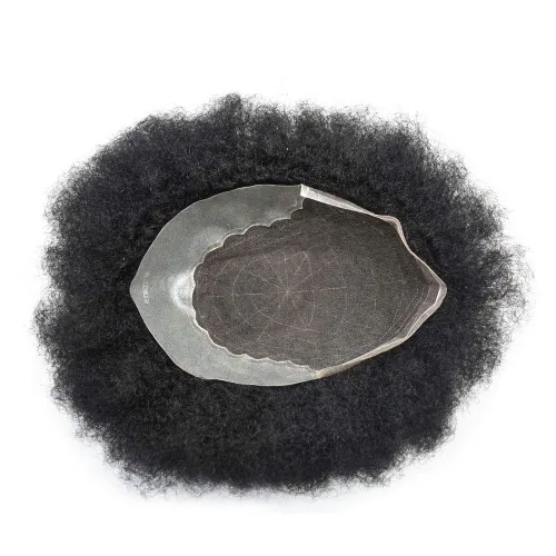 Miniatura 5 de LYRICAL HAIR Afro rizado tipo tupé para hombres negros, afro gris, coily para hombre, tupé, cabello humano transparente HD, encaje afroamericano, 1