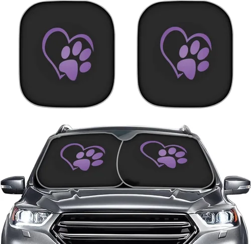 Miniatura 7 de Parasoles para parabrisas de automóvil con estampado de patas de perro, bloquea rayos UV, mantiene tu vehículo fresco, cubierta plegable para auto