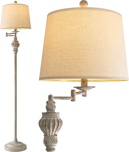 Miniatura 11 de G-SAFAVA Lámpara de pie vintage de 61 pulgadas con brazo oscilante ajustable de 350°, lámpara de pie para dormitorio, sala de estar, mesita