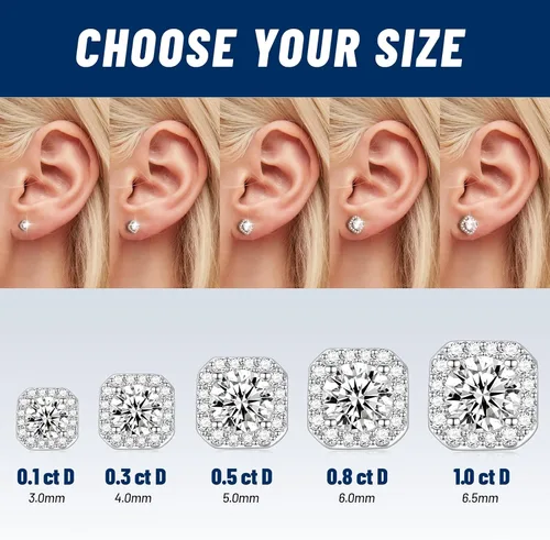Miniatura 2 de RINEY&KY Aretes de moissanita Aretes de diamante de laboratorio para mujeres y hombres, aretes de moissanita, aretes de moissanita chapados en oro