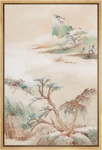 Miniatura 44 de NWT Impresión en lienzo enmarcado para pared, acuarela, grullas, pájaros volando, naturaleza salvaje, ilustraciones de arte moderno decorativo