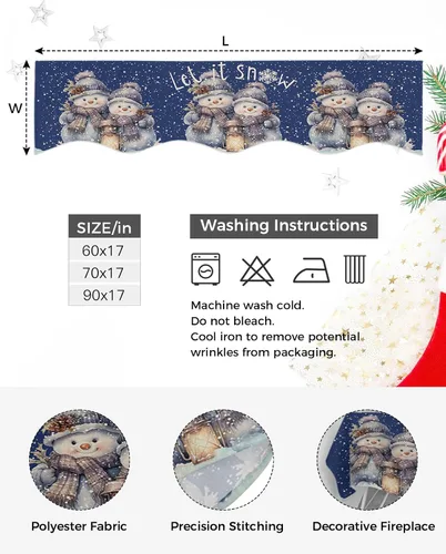 Miniatura 4 de Funda para bufanda de chimenea de muñeco de nieve de invierno, para Navidad, Halloween, Acción de Gracias, otoño, decoración de interiores, Navidad