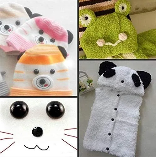 Miniatura 5 de DNHCLL 100 piezas de 0.394 pulgadas DIY de plástico negro sólido ojos de seguridad costura manualidades botones para oso muñeca marioneta juguete