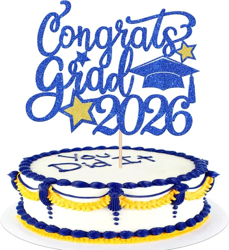 Miniatura 20 de 1 pieza de decoración de pastel de graduación de niña de tacón alto con tapa de graduación con purpurina 2024, selección de pastel de graduación Oro
