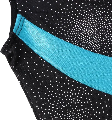 Miniatura 3 de Malla de ropa de baile de una pieza de material brillante sin mangas con breteles para niñas