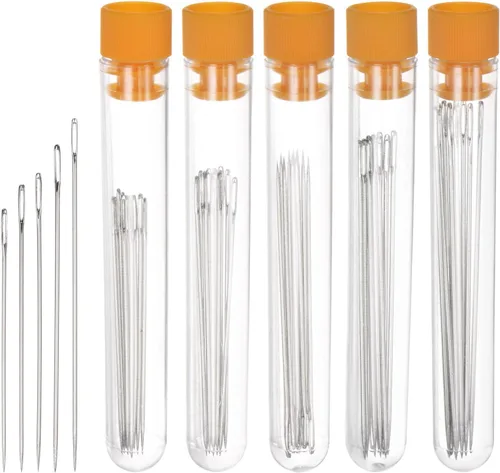 HARFINGTON 50 agujas de coser grandes de acero inoxidable para bordar agujas de hilo hechas a mano, agujas de tejer, agujas de cuero, agujas de