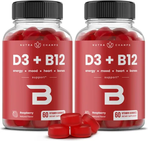 Miniatura 6 de NutraChamps Vitamina D3 y B12, Gomitas de Metil B12 para Adultos y Niños, Enriquecidas con Vitamina D 3 y Folato de Vitamina B9, Energía Natural
