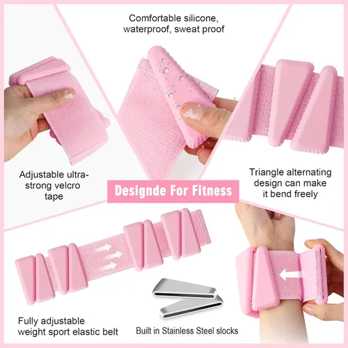 Miniatura 3 de Pesas para Muñeca, Pesas Ajustables para Muñeca y Tobillo para Mujeres, Juego de 2 (1 libra Cada Una), Pulseras con Pesos para Caminar, Yoga, Danza