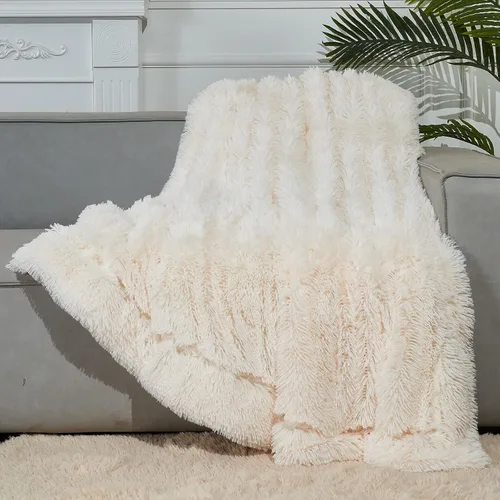 Miniatura 36 de GONAAP Manta de Tiro de Piel Sintética Mullida Tamaño Twin Rosa Claro Súper Suave Acogedora Felpa Mullida Lanuda para Sofá, Sillón o Cama