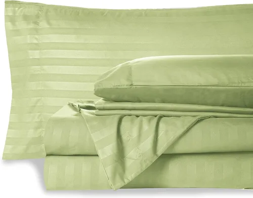 Miniatura 18 de Mocassi Juego de sábanas King Stripe – Sábanas y fundas de almohada de lujo para hotel de 1800 ° Premier – Sábanas ultrasuaves, transpirables