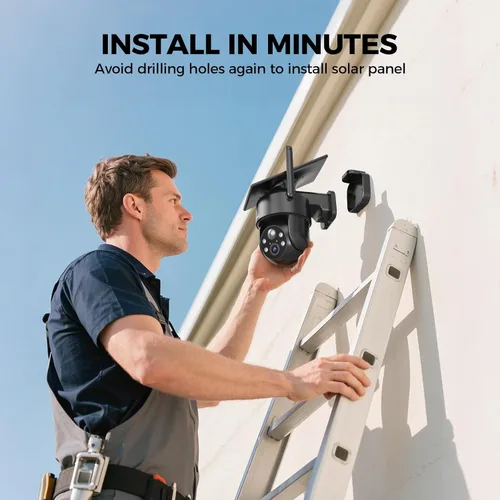 Miniatura 3 de LITYMOL Cámara solar 2K para seguridad en el hogar, cámaras de seguridad de visión de 360° inalámbricas para exteriores, visión nocturna a