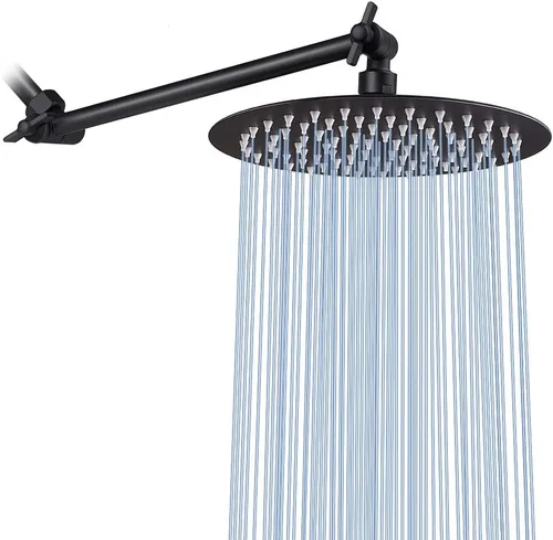 Miniatura 10 de NearMoon Cabezal de ducha de lluvia con brazo ajustable de 11 pulgadas, ducha de lluvia de acero inoxidable de alta presión, diseño ultrafino