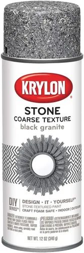 Krylon K18201 Pintura en aerosol de acabado de textura de piedra gruesa, granito negro, 12 onzas