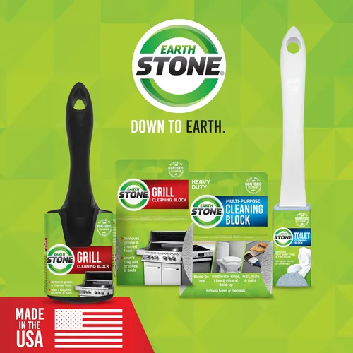 Miniatura 7 de EarthStone Kit de bloque de limpieza de parrilla, raspador de parrilla sin cerdas, 3 bloques de limpieza de parrilla y mango EZ-Grip de 7 pulgadas