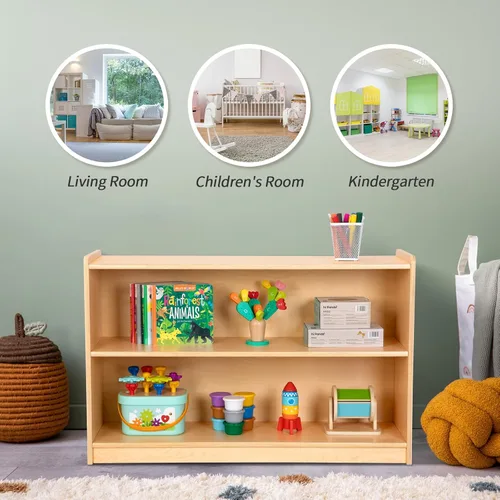 Miniatura 9 de OOOK Estante Montessori, organizadores y almacenamiento de juguetes, estantería de 2 niveles para niños pequeños, adecuada para aula, jardín