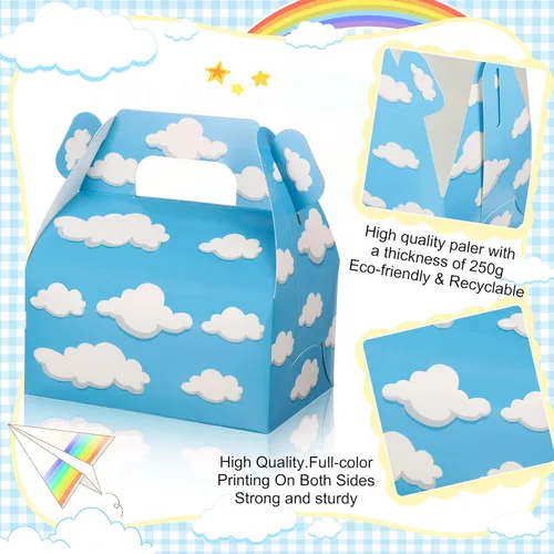 Miniatura 3 de Tinlade Cajas de golosinas de cielo azul con nubes blancas, bolsa de dulces a dos aguas de dibujos animados, suministros de fiesta temática