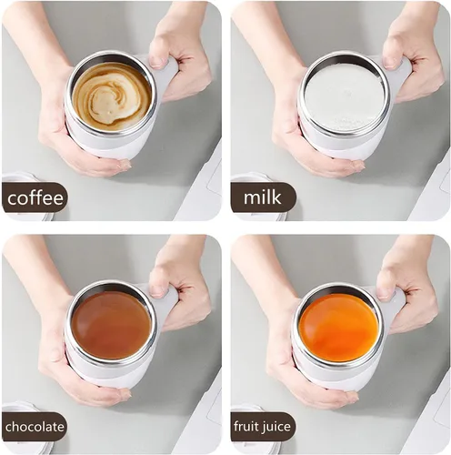 Miniatura 4 de Taza de café con agitación magnética automática, taza mezcladora giratoria de viaje para oficina en casa, divertido vaso de café eléctrico de acero