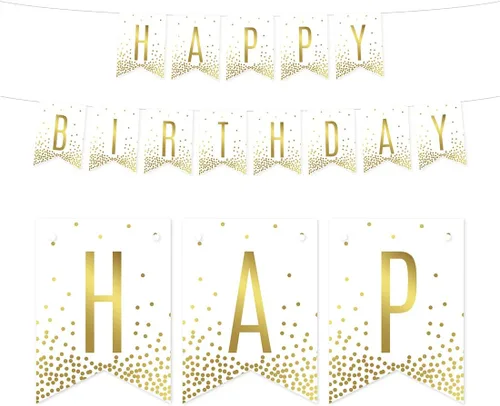 Miniatura 27 de Andaz Press Decoraciones divertidas de pancarta con diseño de confeti dorado metálico sobre blanco para fiestas de jubilación, la aventura comienza