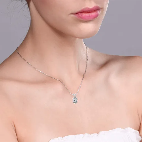 Miniatura 2 de The Diamond Deal VS1-VS2 Clarity (.25-1.00 quilates) Cttw Cttw - Collar con colgante de diamante solitario de forma ovalada cultivado en laboratorio
