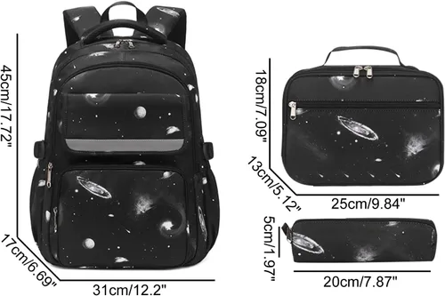 Miniatura 2 de Mochila JiaYou con patrón espacial de la galaxia para niños, primaria, escuela media, mochila de día para hombres, mochila para portátil