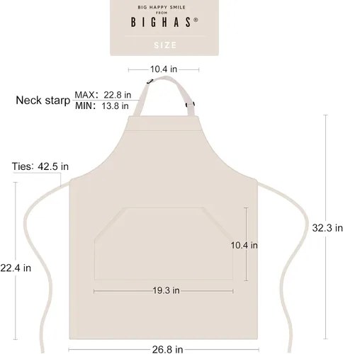 Miniatura 3 de BIGHAS - Delantal ajustable con babero y lazos largos, disponible en 18 colores, ideal para chefs, cocina, hogar, restaurante, mujeres, hombres